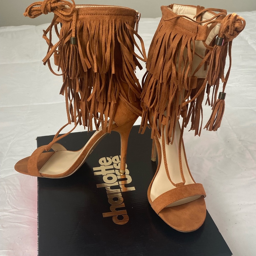 Whisky Suede Fringe Heels